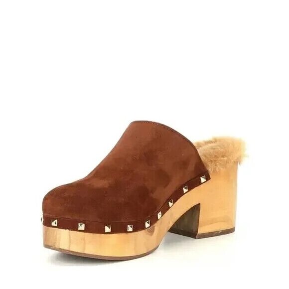 Steve Madden Women's Studded Leather Brown Brooklyn Platform Clog Size 6 NEW - Picture 1 of 11